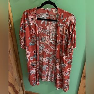 Orange floral coverup flowy cardigan